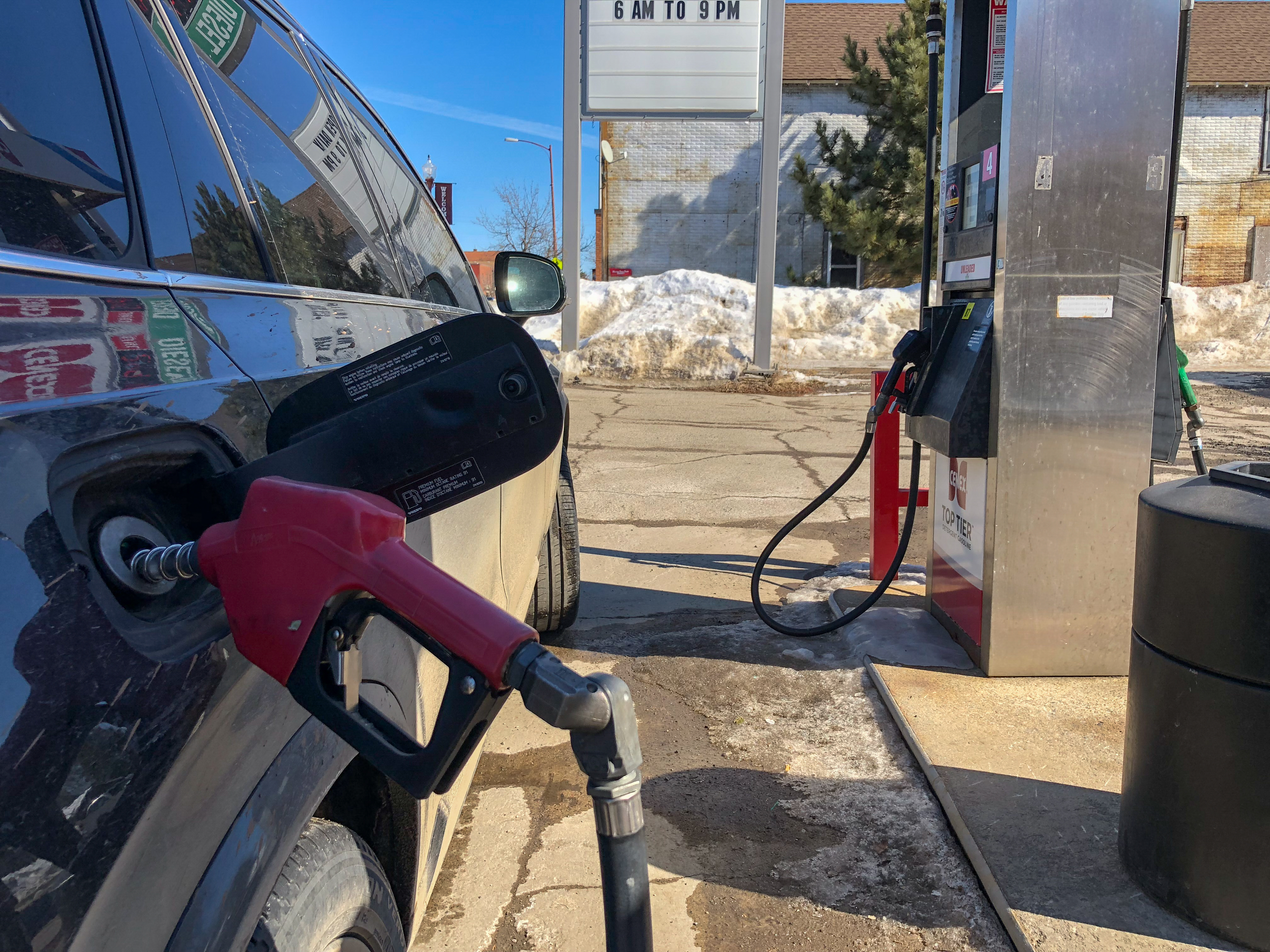 Gas pumps at a neighborhood gas station